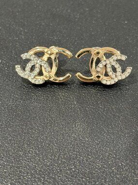 Chanel Crystal Double CC Earrings Gold/Silver (JB1487)
